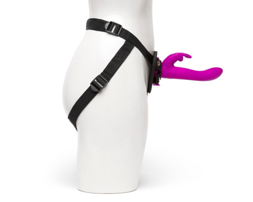 Лиловый страпон Rechargeable Vibrating Strap-On Harness Set - 17,6 см.