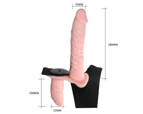 Женский страпон с вибрацией и вагинальной пробкой Ultra Passionate Harness - 18 см.