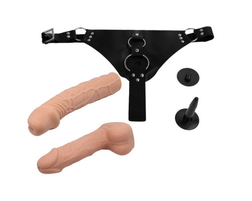 Страпон на ремешках с двумя насадками