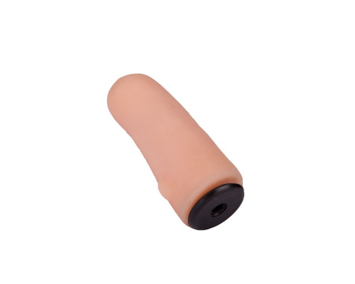 Женский страпон с чёрной насадкой и вагинальной пробкой - 18,5 и 10,5 см.