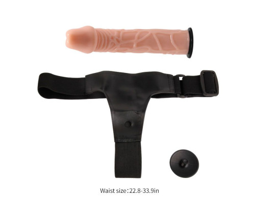 Гладкий фаллоимитатор с крупной головкой на ремешках - 19,7 см.