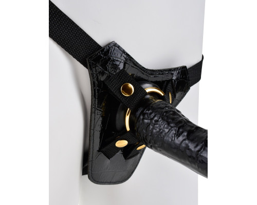 Чёрный с золотом женский страпон Designer Strap-On