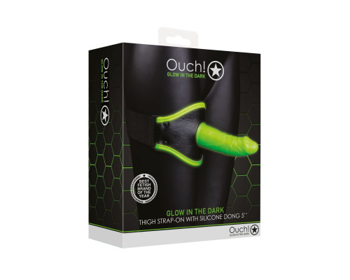 Люминесцентный страпон с креплением на ногу