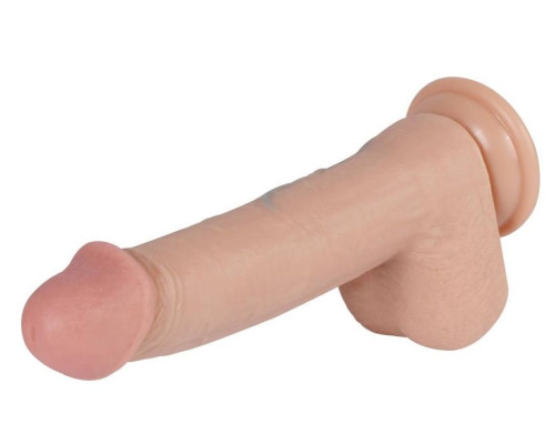 Телесный реалистичный фаллоимитатор REAL с трусиками для страпона - 23 см.