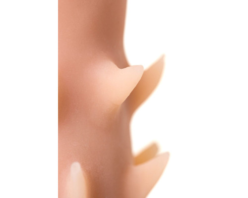 Телесный поясной страпон LESBI с вагинальной пробкой - 17 см.