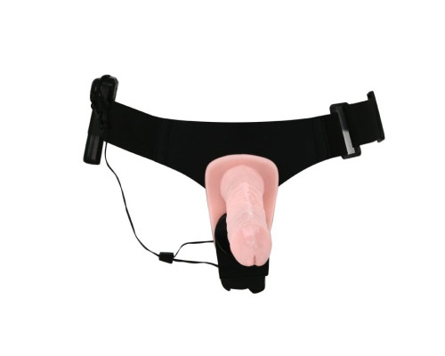 Женский страпон с вибрацией и вагинальной пробкой Ultra Passionate Harness - 18 см.