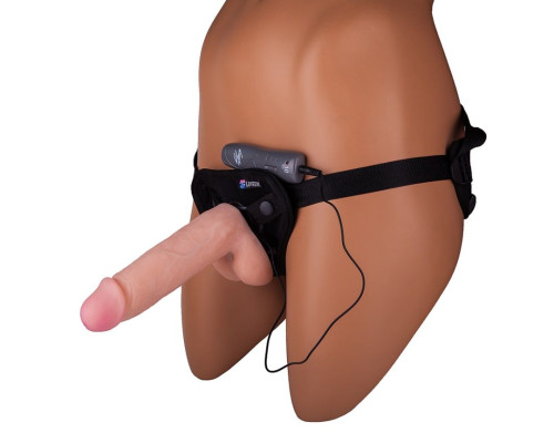 Страпон с 2 насадками и вибрацией UniStrap - 19 и 12 см.