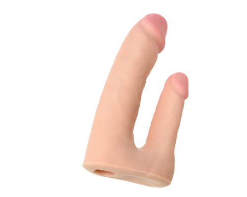 Поясной страпон с насадкой для двойного проникновения - 19 см.