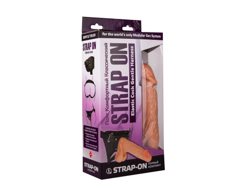 Реалистичная насадка-фаллос на трусиках с плугом - 19 см.