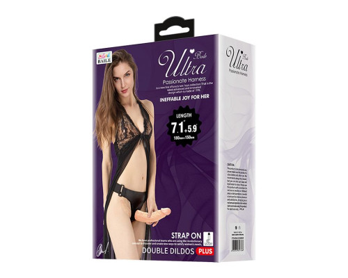 Женский страпон с вагинальной пробкой-фаллосом - 18 см.