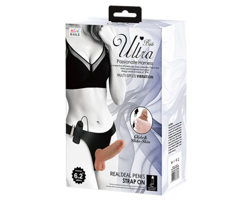 Страпон на трусиках с вибрацией Ultra Passionate Harness - 16 см.