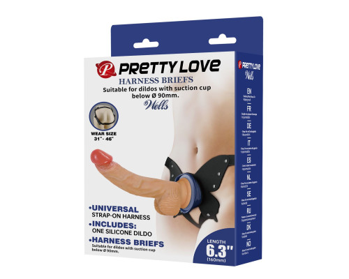 Поясной страпон Wells: трусики в форме бабочки и фаллоимитатор-насадка