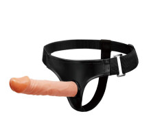 Телесный фаллос на трусиках регулирующегося размера - 19 см.