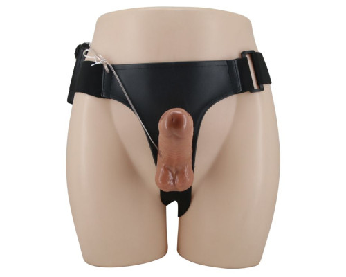 Страпон с вагинальной пробкой и вибрацией Ultra Passionate Harness - 16 см.