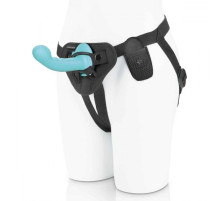 Голубая изогнутая насадка 6in Remote Control Ripple P-Spot G-Spot на черных трусиках - 16 см.