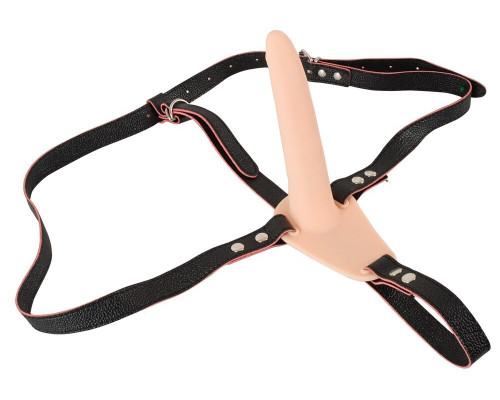 Телесный поясной страпон с вибрацией Vibrating Strap-On - 15,7 см.