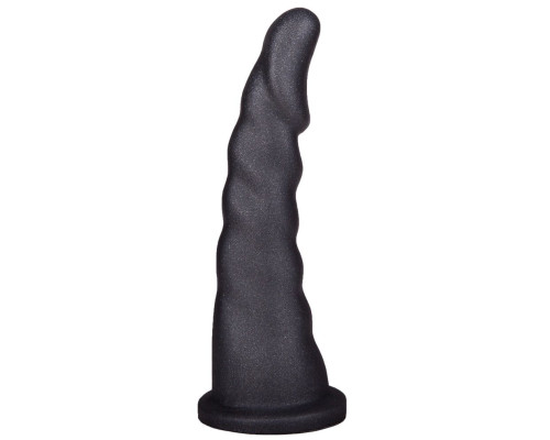 Женский страпон с чёрной насадкой и вагинальной пробкой - 18,5 и 10,5 см.