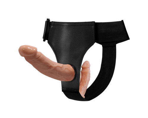 Женский страпон с 2 отростками - внешним и внутренним