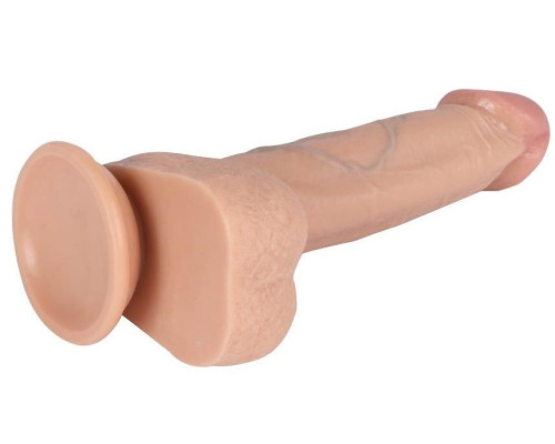 Телесный реалистичный фаллоимитатор REAL с трусиками для страпона - 23 см.