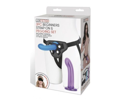 Страпон унисекс Beginners Strap-On с 2 насадками - 15 и 13 см.