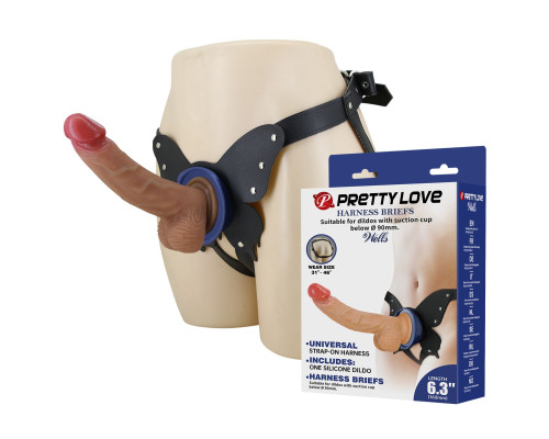 Поясной страпон Wells: трусики в форме бабочки и фаллоимитатор-насадка