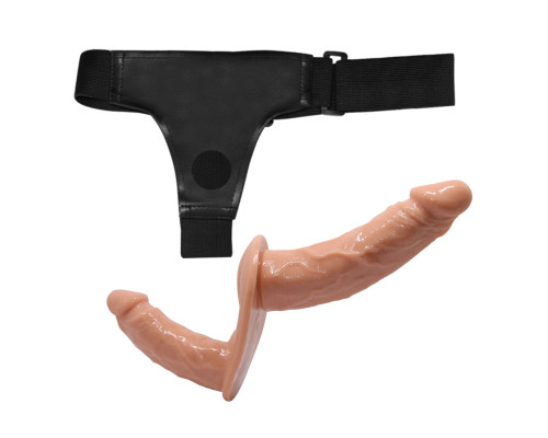 Женский страпон с 2 отростками - внешним и внутренним