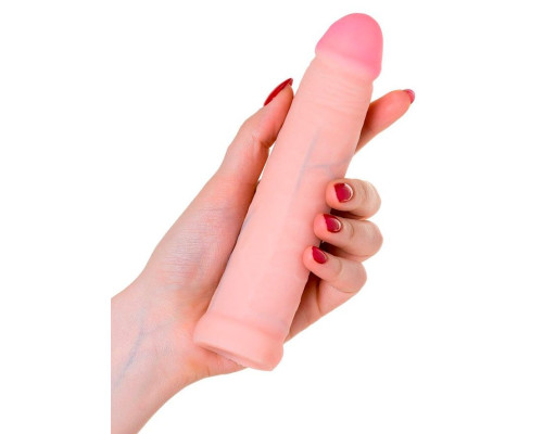 Телесный поясной страпон LESBI с вагинальной пробкой - 17 см.