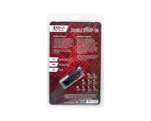 Черный страпон на ремнях с вагинальной пробкой - 15 см.