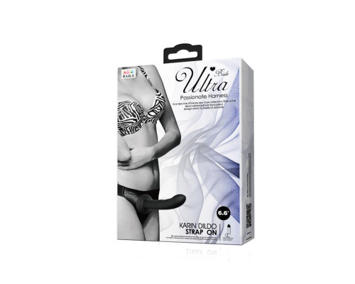 Страпон на эластичных ремнях Ultra Harness Karin Dildo - 16,8 см.