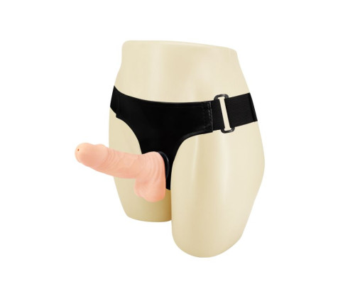 Поясной фаллос на черных трусиках - 15 см.