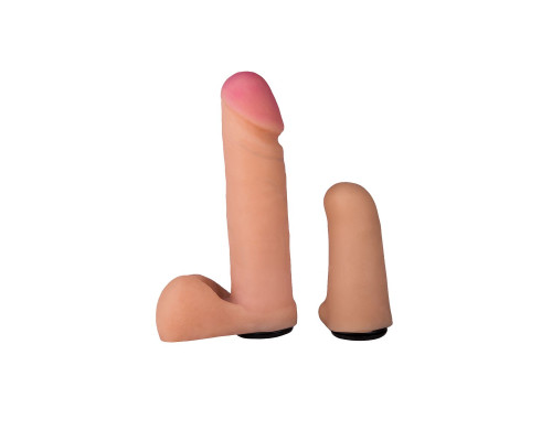 Женский страпон с реалистичной насадкой и вагинальной пробкой - 16 см.
