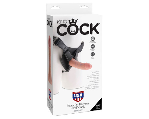 Телесный страпон Strap-on Harness Cock - 15,2 см.