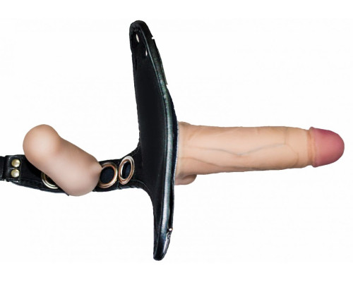 Кожаный пояс харнесс WOMAN LONG премиум класса с 3 насадками