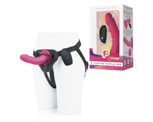 Розовый ребристый вибрострапон Pegasus - 14 см.