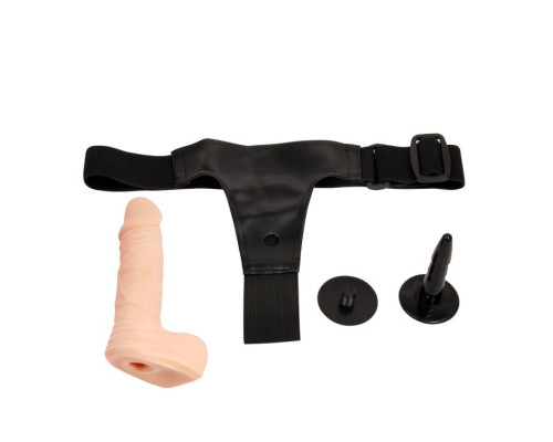 Поясной фаллос на черных трусиках - 15 см.