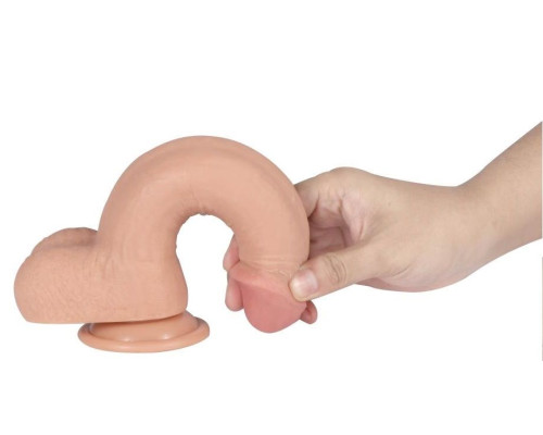 Телесный реалистичный фаллоимитатор REAL с трусиками для страпона - 23 см.