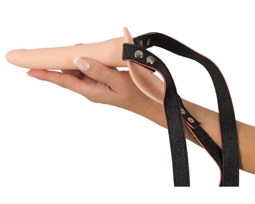 Телесный поясной страпон с вибрацией Vibrating Strap-On - 15,7 см.