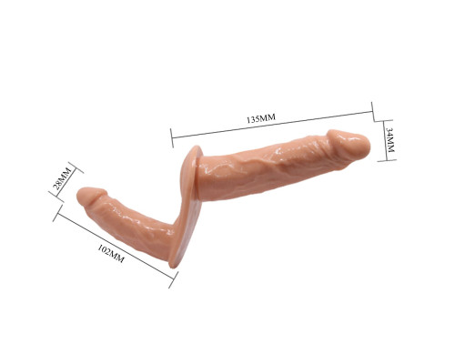 Женский страпон с 2 отростками - внешним и внутренним