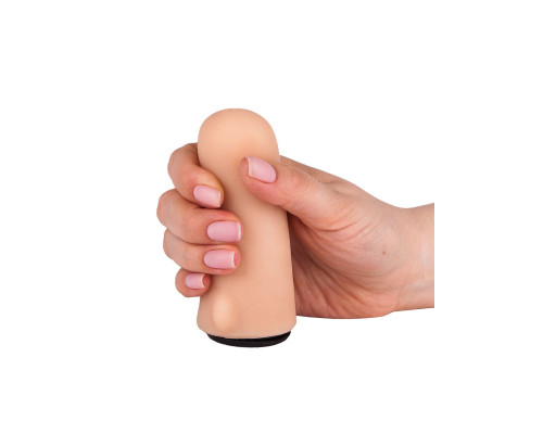 Женский страпон с реалистичной насадкой и вагинальной пробкой - 16 см.