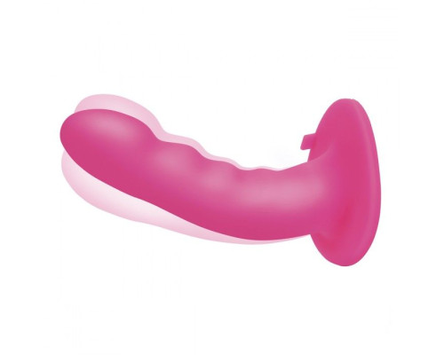Розовый ребристый вибрострапон Pegasus - 14 см.