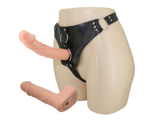 Страпон на ремешках с двумя насадками