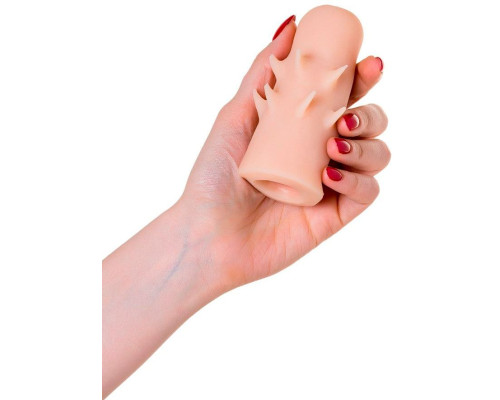 Телесный поясной страпон LESBI с вагинальной пробкой - 17 см.