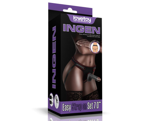 Женский темнокожий страпон Easy Strapon Set 7 Inch - 18 см.
