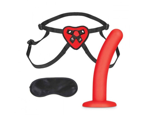 Красный поясной фаллоимитатор Red Heart Strap on Harness   5in Dildo Set - 12,25 см.